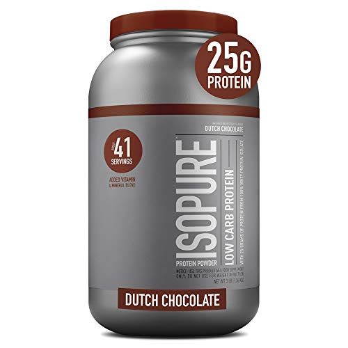 Isopure Whey Isolate Protein Powder with Vitamin C & Zinc for Immune Support, 25g Protein, Low Carb & Keto Friendly, Flavor: Dutch Chocolate, 3 Pounds (Packaging May Vary)
