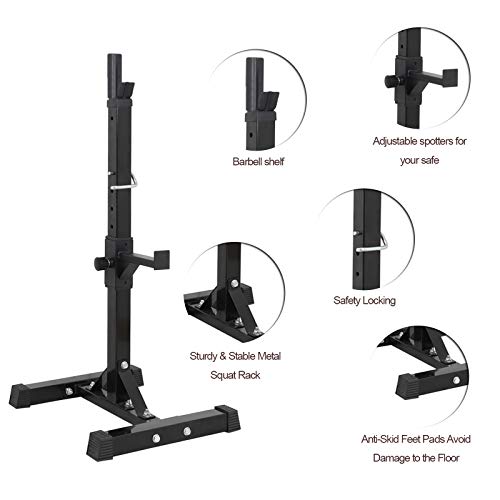 ZENY Pair of Barbell Rack Squat Rack Stand Adjustable Barbell Bench Press Stand Weight Lifting Gym Dumbble Racks 41-66in 550 Lbs Capacity