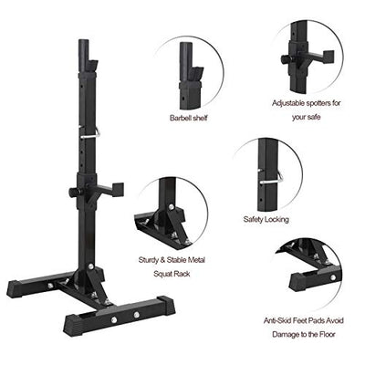 ZENY Pair of Barbell Rack Squat Rack Stand Adjustable Barbell Bench Press Stand Weight Lifting Gym Dumbble Racks 41-66in 550 Lbs Capacity