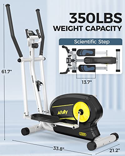 Afully Elliptical Machine with 8 Level Adjustable Magnetic Resistance, Elliptical Trainer with LCD Monitor, Elliptical Machine for Home Use Max Capacity Weight 350LBS