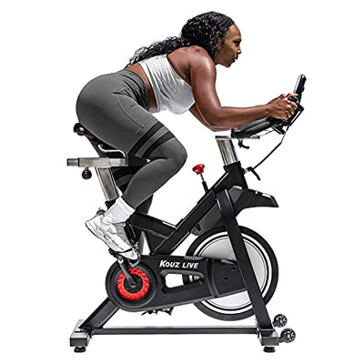 KOUZ LIVE Cycling Exercise Bikes Indoor Stationary Bike for Home Workout, Cycle Bike with Quiet Belt Drive & Professional Seat & Ipad Mount