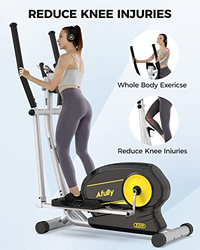 Afully Elliptical Machine with 8 Level Adjustable Magnetic Resistance, Elliptical Trainer with LCD Monitor, Elliptical Machine for Home Use Max Capacity Weight 350LBS