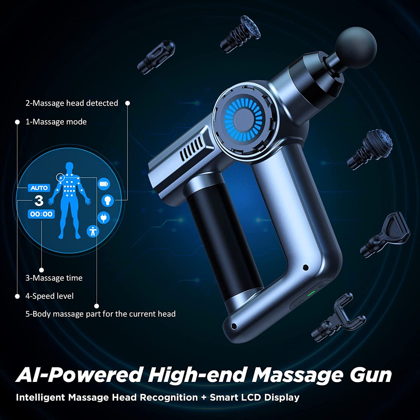LCD Display Massage Gun Professional Deep Muscle Massager Pain Relief Body Relaxation Fascial Gun Fitness